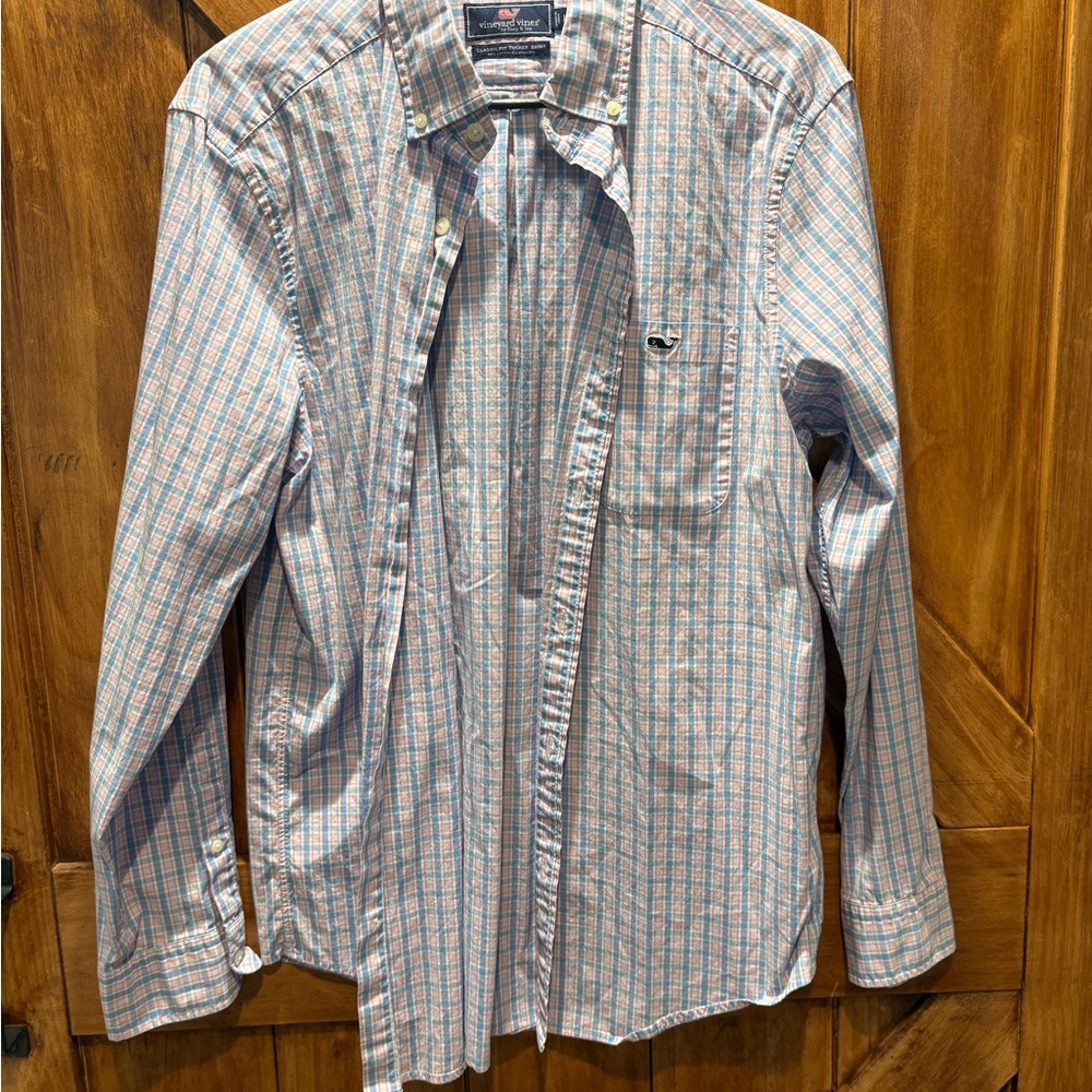 Vineyard Vines Blue and Pink Striped Button-Down Shirt